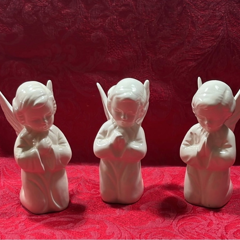 Vintage Napoware Angel Figure PLUS mini wooden angels & other mini pieces